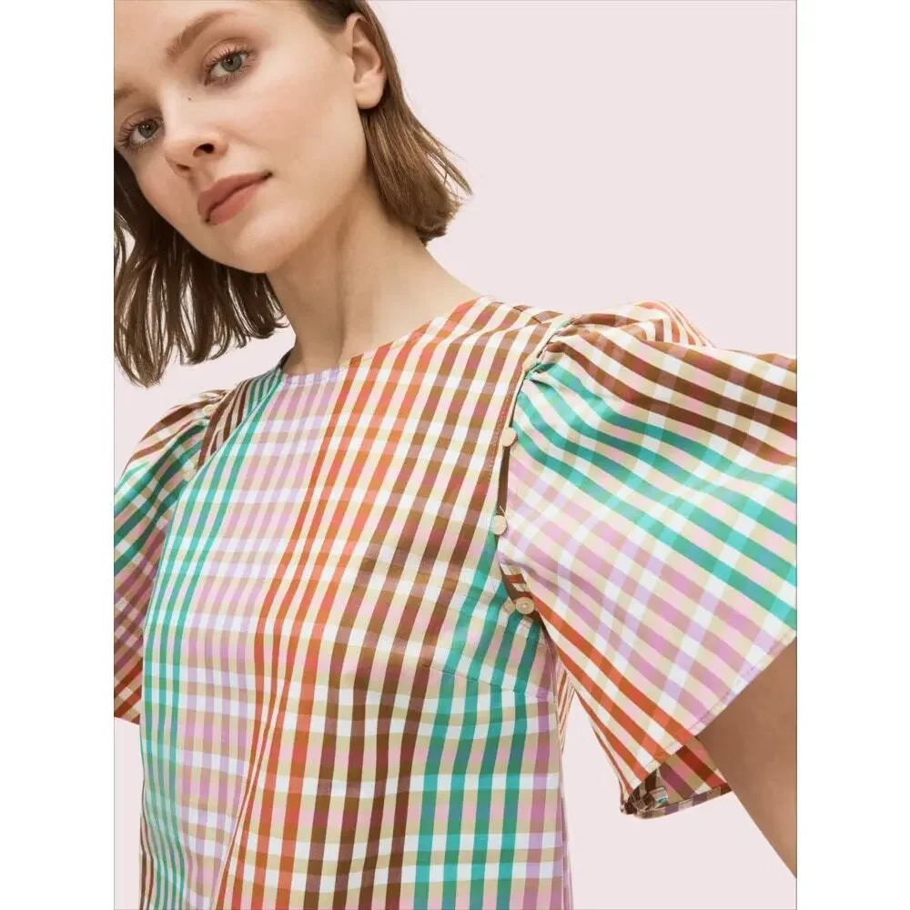 Kate Spade Rainbow Plaid Top